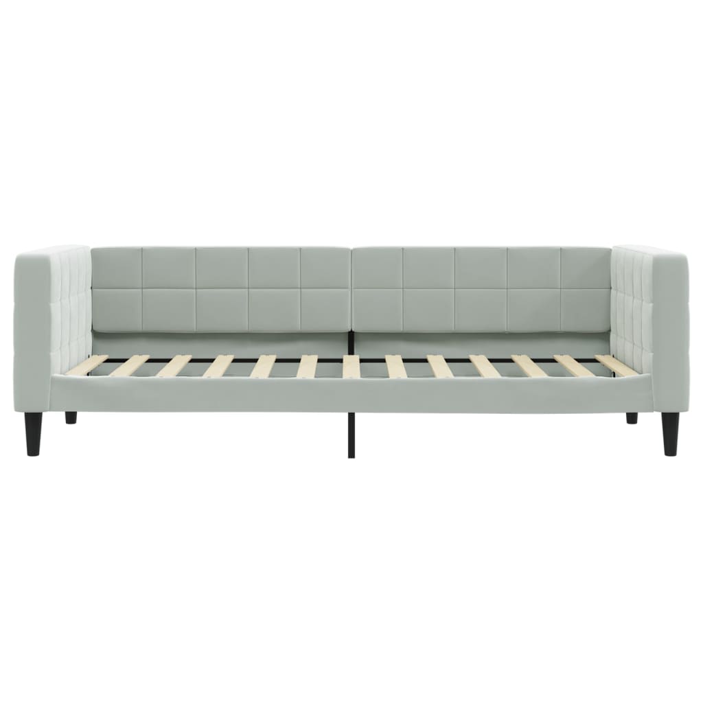 vidaXL Pat de zi cu extensie, gri deschis, 90x200 cm, catifea vidaXL Pat de zi cu extensie, gri deschis, 90x200 cm, catifea