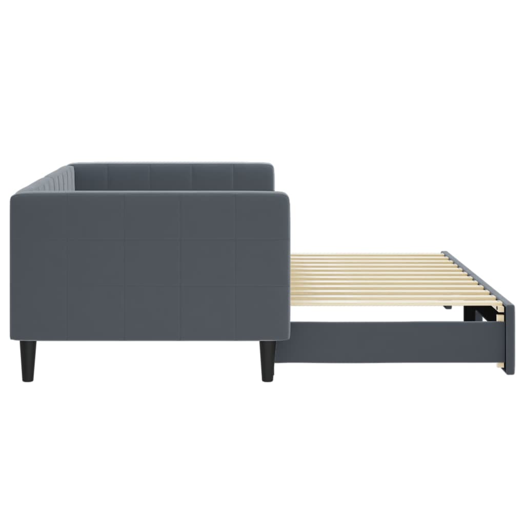 vidaXL Pat de zi cu extensie, gri închis, 90x200 cm, catifea vidaXL Pat de zi cu extensie, gri închis, 90x200 cm, catifea