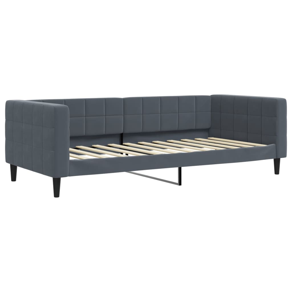 vidaXL Pat de zi cu extensie, gri închis, 90x200 cm, catifea vidaXL Pat de zi cu extensie, gri închis, 90x200 cm, catifea