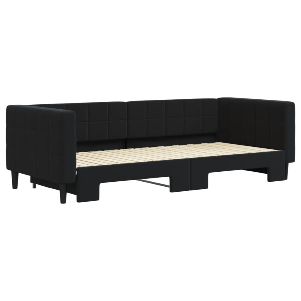 vidaXL Pat de zi cu extensie, negru, 90x200 cm, catifea vidaXL Pat de zi cu extensie, negru, 90x200 cm, catifea