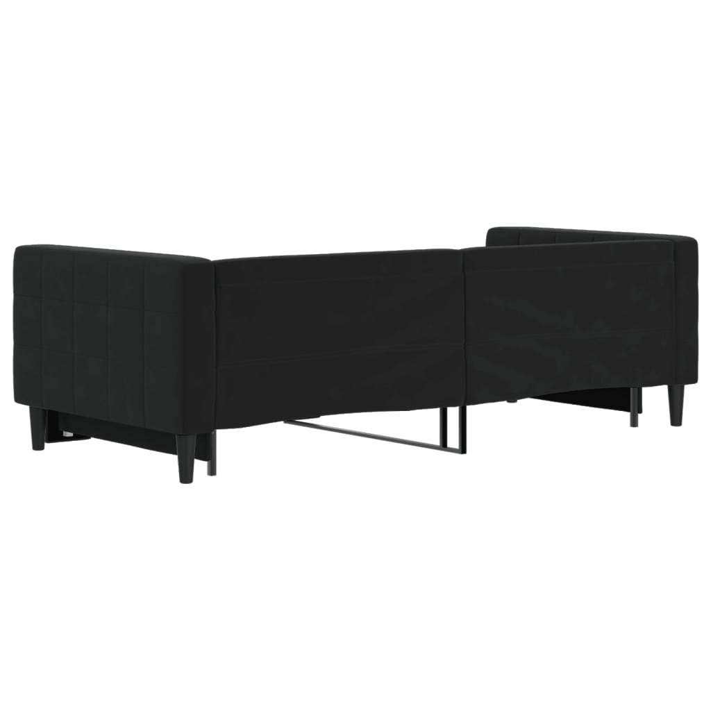 vidaXL Pat de zi cu extensie, negru, 90x200 cm, catifea vidaXL Pat de zi cu extensie, negru, 90x200 cm, catifea