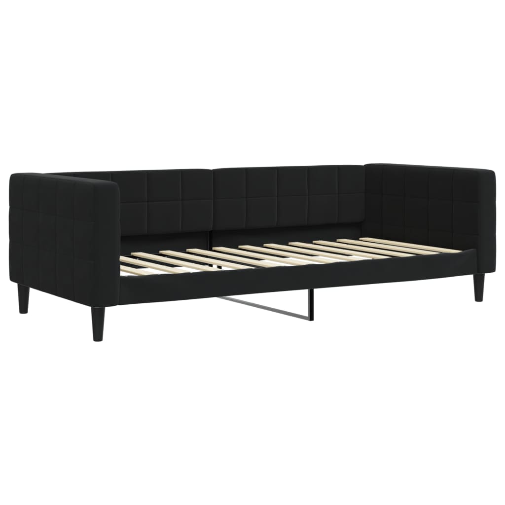 vidaXL Pat de zi cu extensie, negru, 90x200 cm, catifea vidaXL Pat de zi cu extensie, negru, 90x200 cm, catifea
