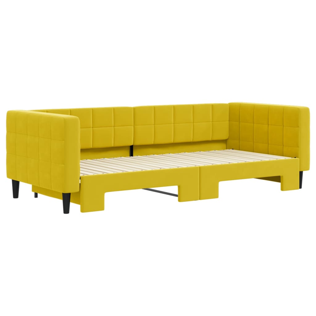 vidaXL Pat de zi cu extensie, galben, 90x200 cm, catifea vidaXL Pat de zi cu extensie, galben, 90x200 cm, catifea