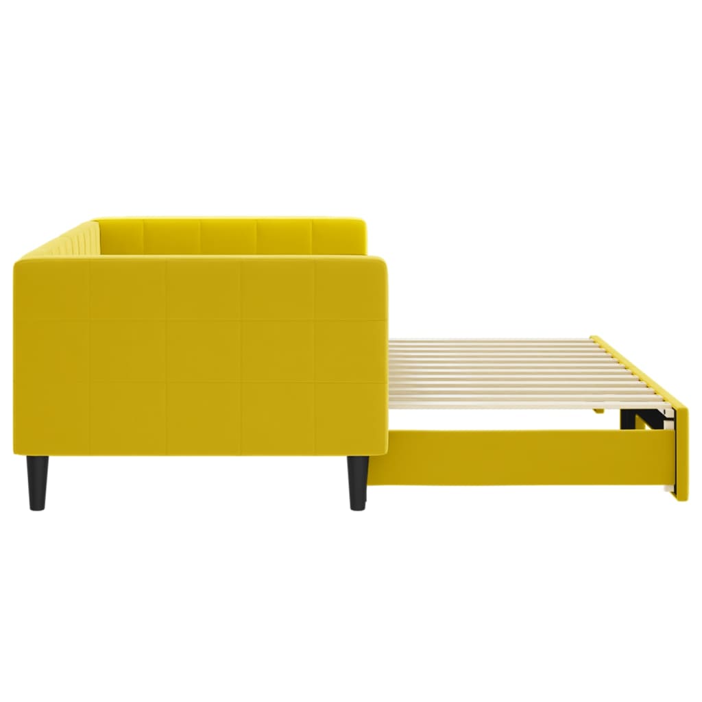 vidaXL Pat de zi cu extensie, galben, 90x200 cm, catifea vidaXL Pat de zi cu extensie, galben, 90x200 cm, catifea