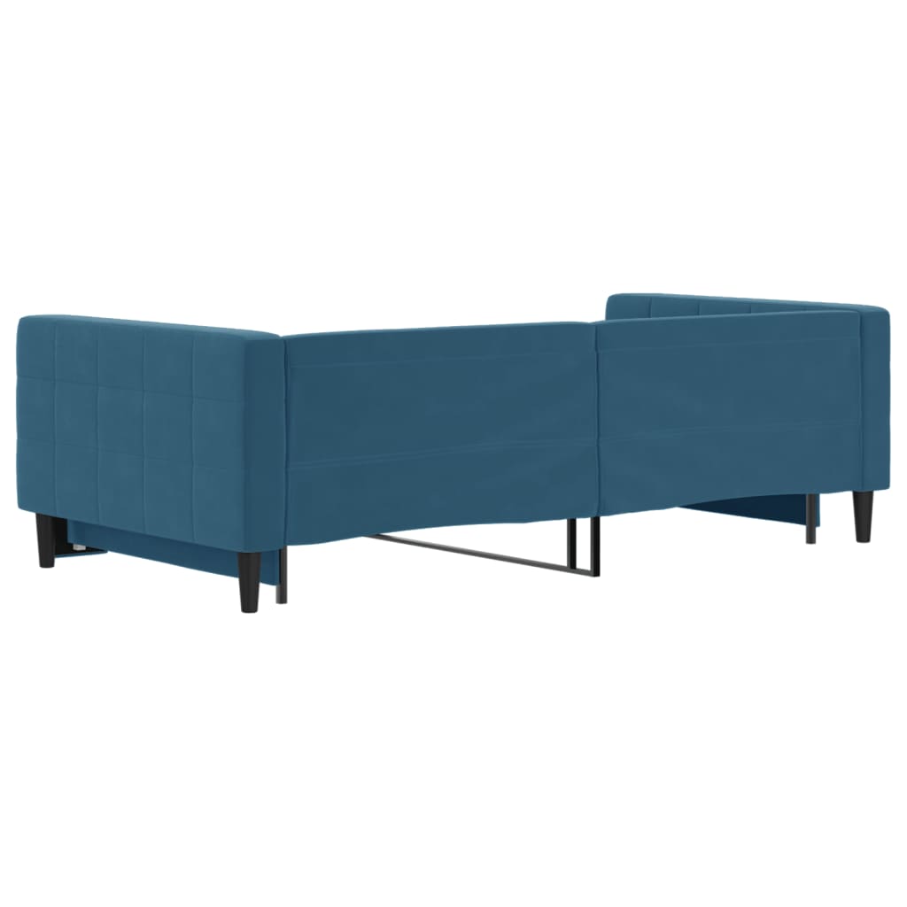 vidaXL Pat de zi cu extensie, albastru, 100x200 cm, catifea