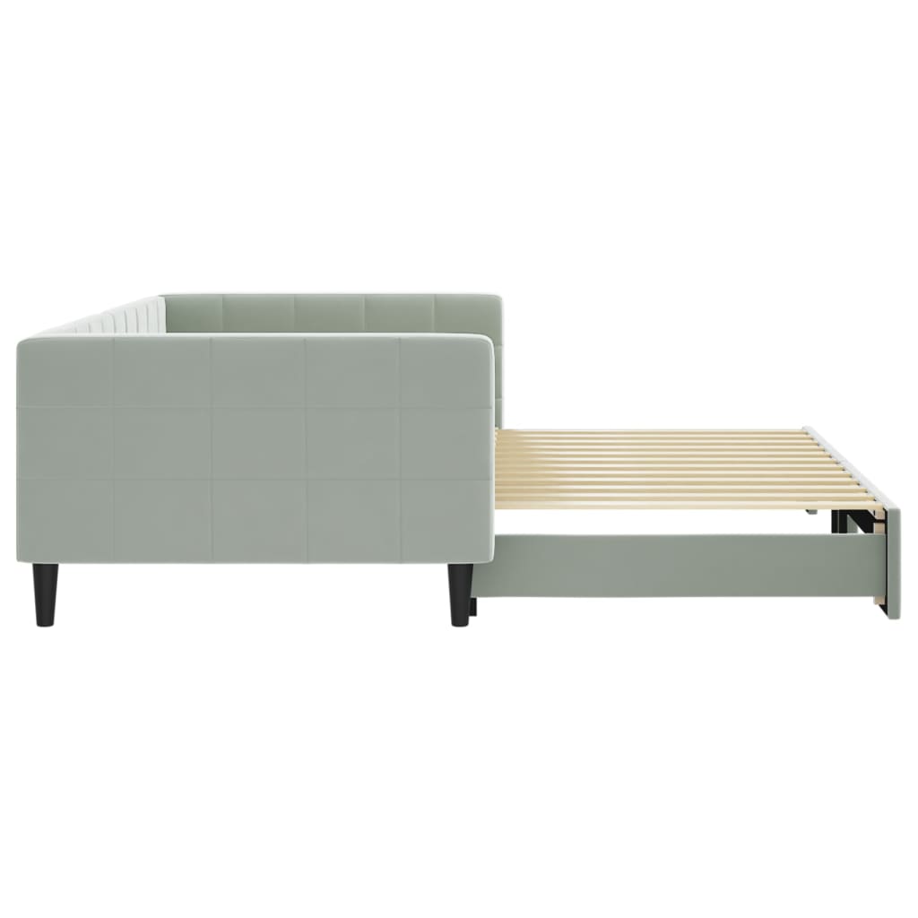 vidaXL Pat de zi cu extensie, gri deschis, 100x200 cm, catifea vidaXL Pat de zi cu extensie, gri deschis, 100x200 cm, catifea