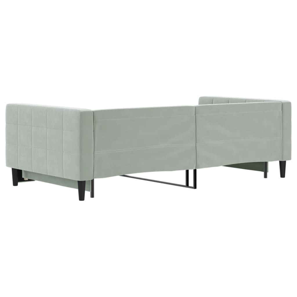 vidaXL Pat de zi cu extensie, gri deschis, 100x200 cm, catifea vidaXL Pat de zi cu extensie, gri deschis, 100x200 cm, catifea