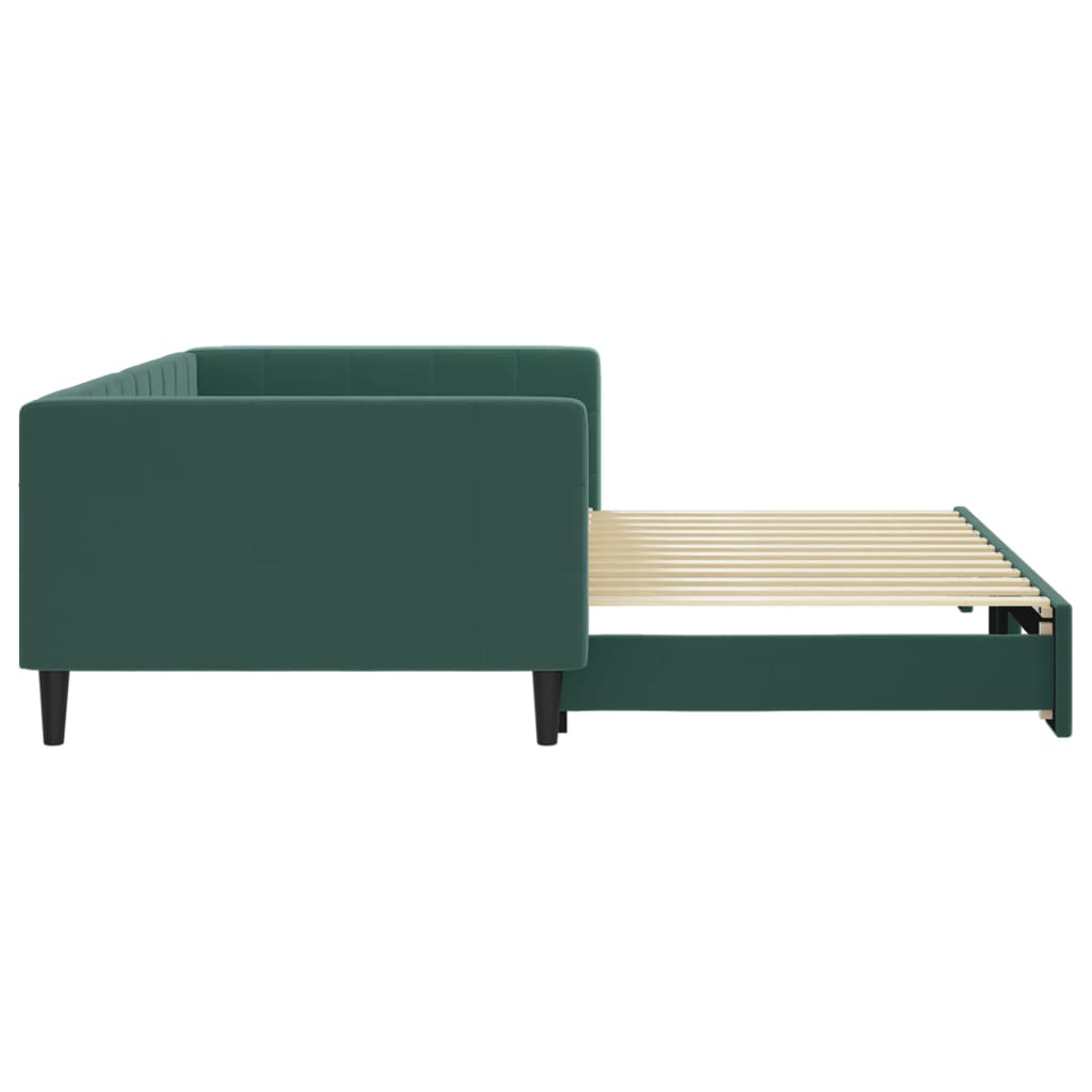 vidaXL Pat de zi cu extensie, verde închis, 100x200 cm, catifea