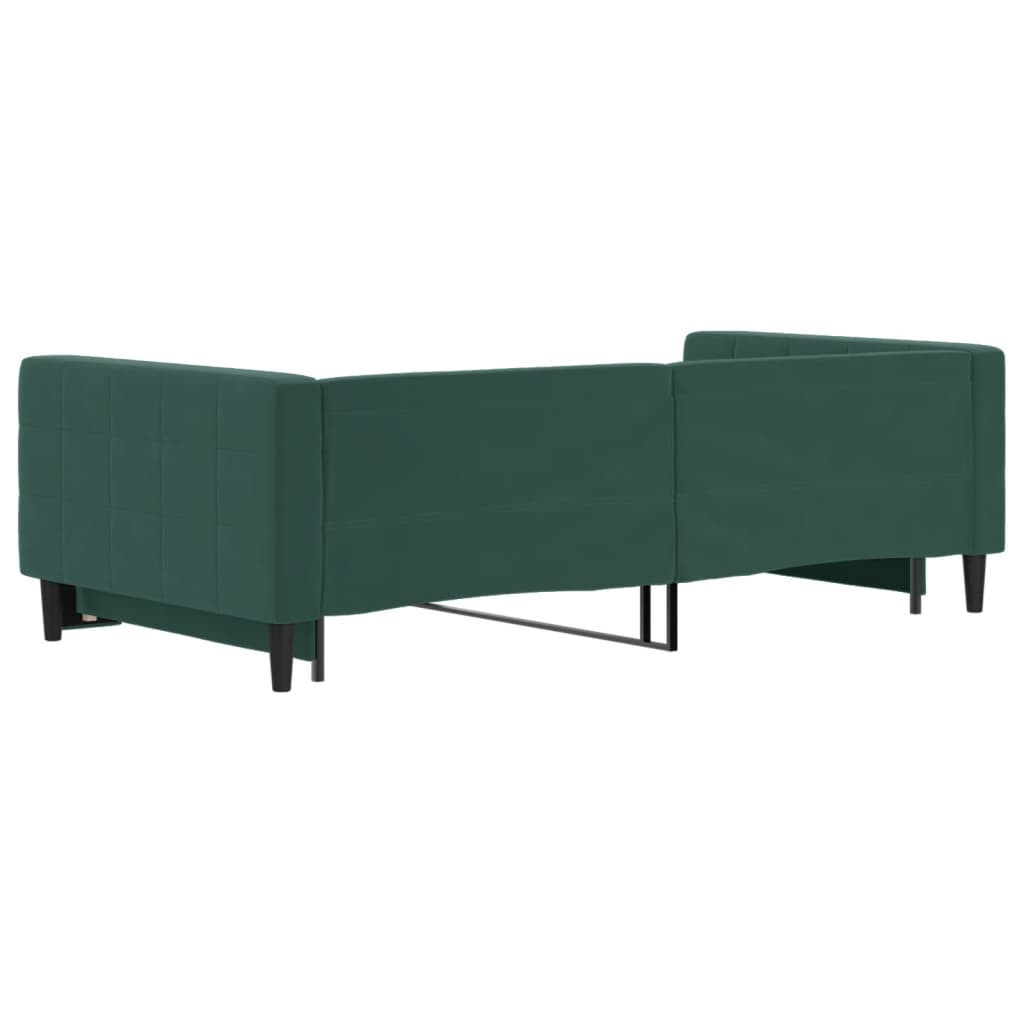 vidaXL Pat de zi cu extensie, verde închis, 100x200 cm, catifea