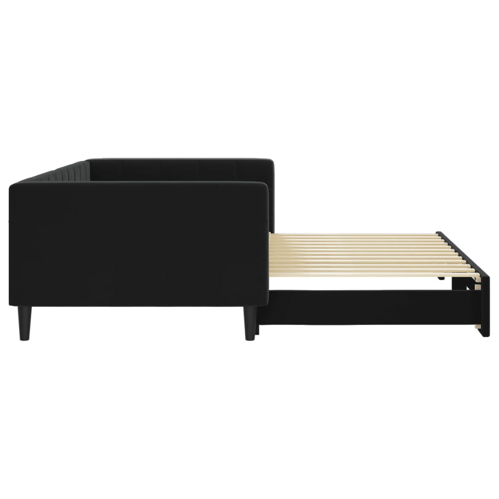 vidaXL Pat de zi cu extensie, negru, 100x200 cm, catifea