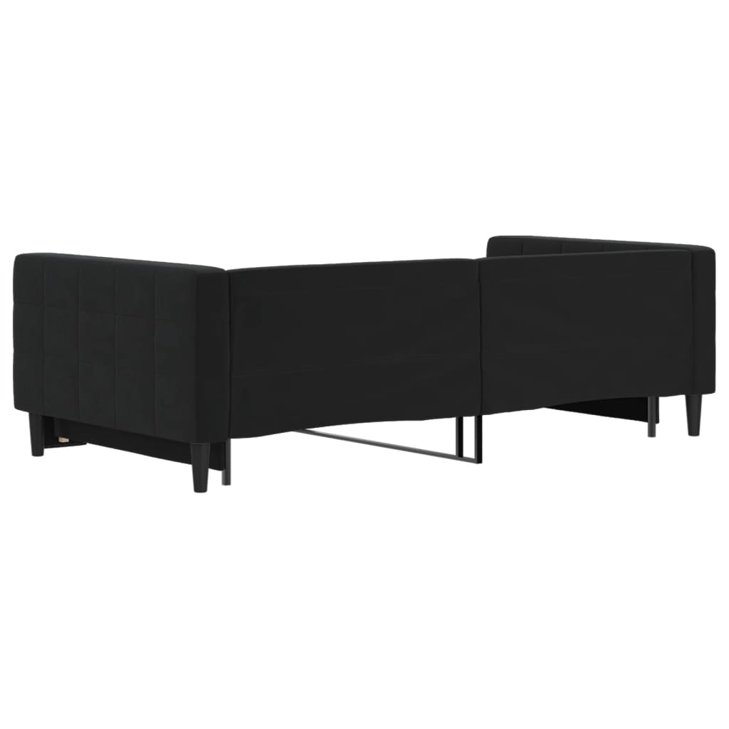 vidaXL Pat de zi cu extensie, negru, 100x200 cm, catifea