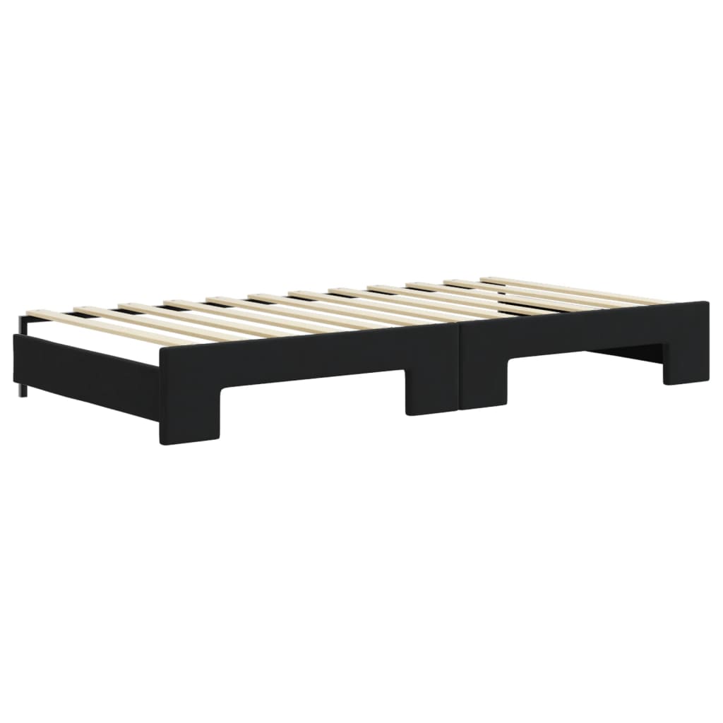 vidaXL Pat de zi cu extensie, negru, 100x200 cm, catifea