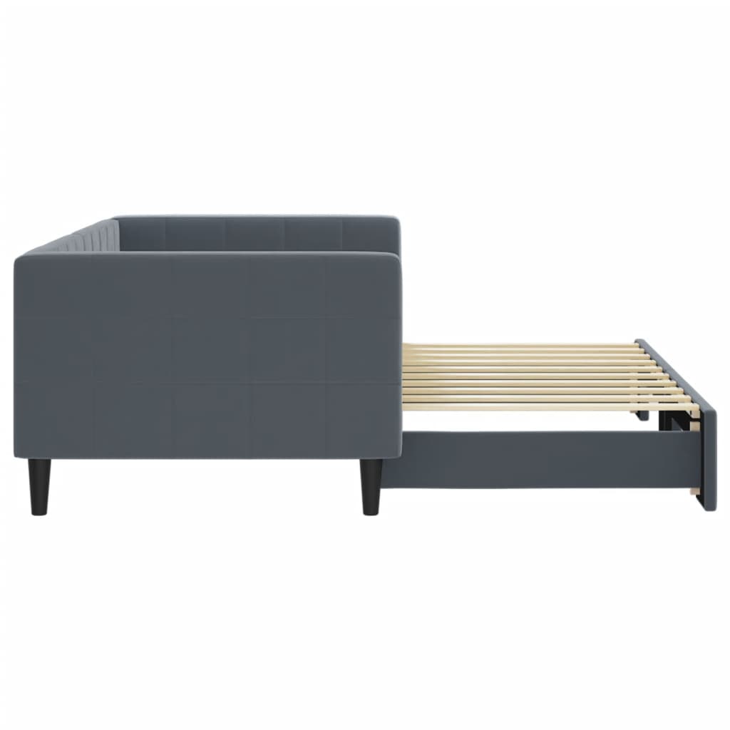 vidaXL Pat de zi cu extensie, gri închis, 90x190 cm, catifea vidaXL Pat de zi cu extensie, gri închis, 90x190 cm, catifea