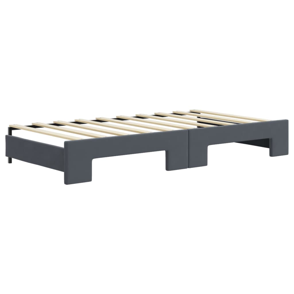 vidaXL Pat de zi cu extensie, gri închis, 90x190 cm, catifea vidaXL Pat de zi cu extensie, gri închis, 90x190 cm, catifea