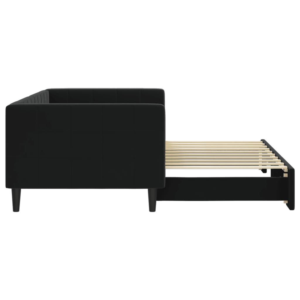vidaXL Pat de zi cu extensie, negru, 90x190 cm, catifea vidaXL Pat de zi cu extensie, negru, 90x190 cm, catifea