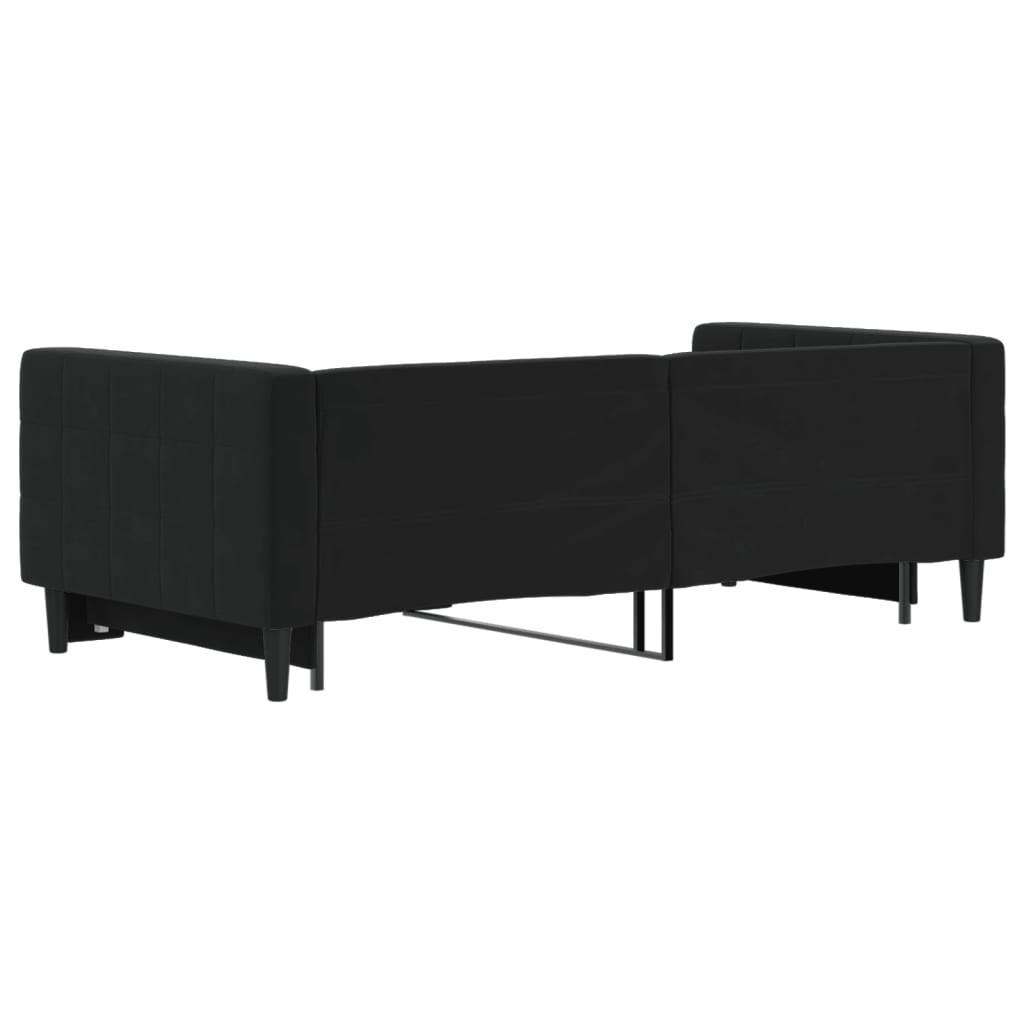 vidaXL Pat de zi cu extensie, negru, 90x190 cm, catifea vidaXL Pat de zi cu extensie, negru, 90x190 cm, catifea