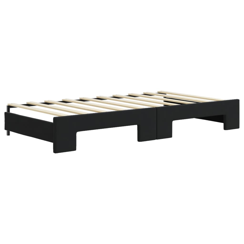 vidaXL Pat de zi cu extensie, negru, 90x190 cm, catifea vidaXL Pat de zi cu extensie, negru, 90x190 cm, catifea