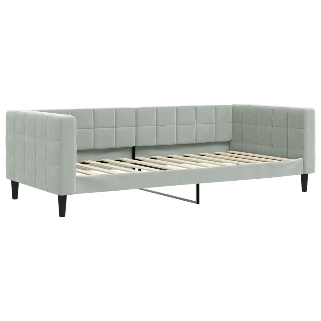 vidaXL Pat de zi cu extensie și saltele, gri deschis 90x200 cm catifea vidaXL Pat de zi cu extensie și saltele, gri deschis 90x200 cm catifea