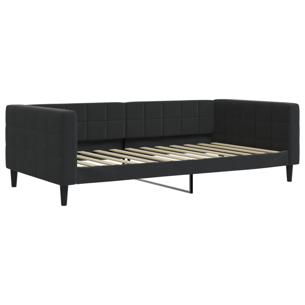 vidaXL Pat de zi cu extensie și saltele, negru, 100x200 cm, catifea