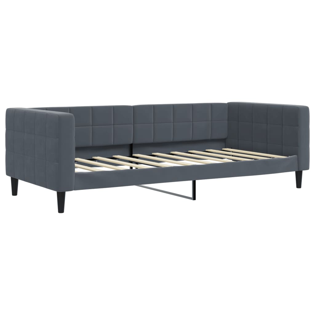 vidaXL Pat de zi cu extensie și saltele, gri închis, 90x190 cm catifea vidaXL Pat de zi cu extensie și saltele, gri închis, 90x190 cm catifea