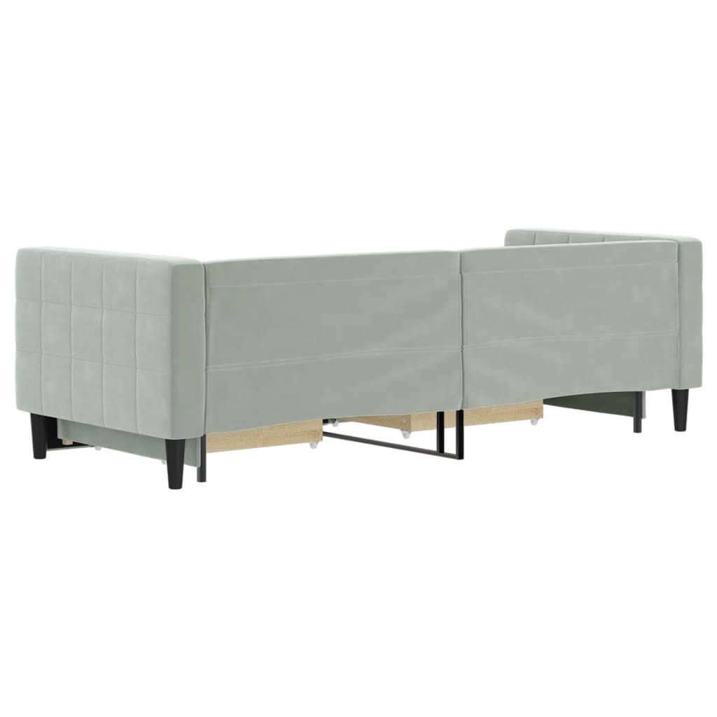 vidaXL Pat de zi cu extensie și sertare, gri deschis 80x200 cm catifea