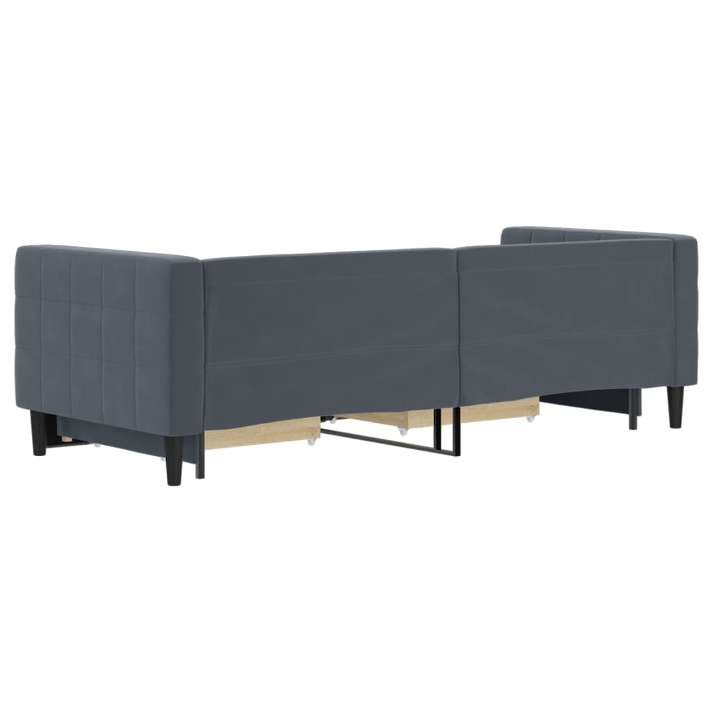 vidaXL Pat de zi cu extensie și sertare gri închis 80x200 cm catifea vidaXL Pat de zi cu extensie și sertare gri închis 80x200 cm catifea