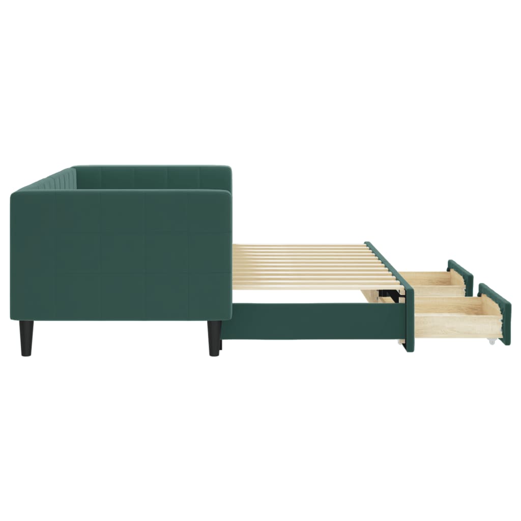 vidaXL Pat de zi cu extensie și sertare verde închis 80x200 cm catifea