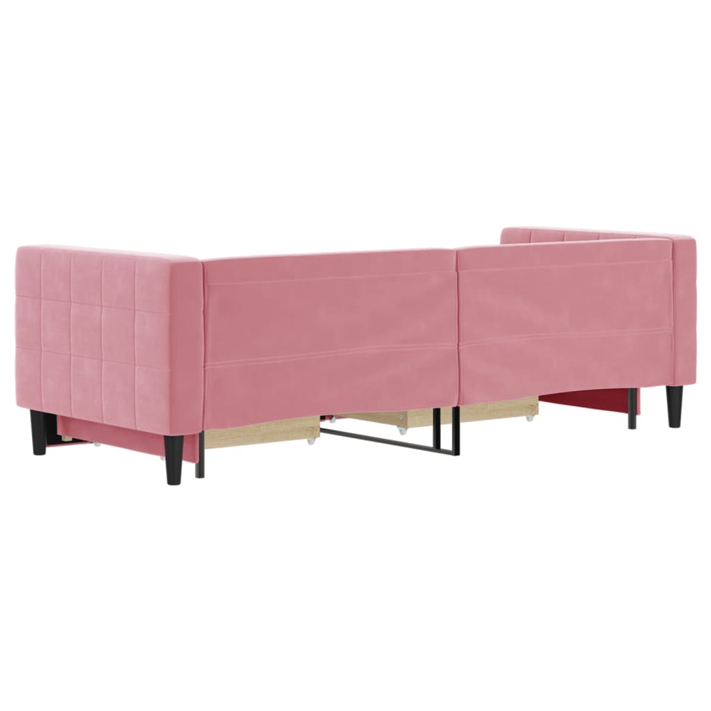 vidaXL Pat de zi cu extensie și sertare, roz, 80x200 cm, catifea vidaXL Pat de zi cu extensie și sertare, roz, 80x200 cm, catifea