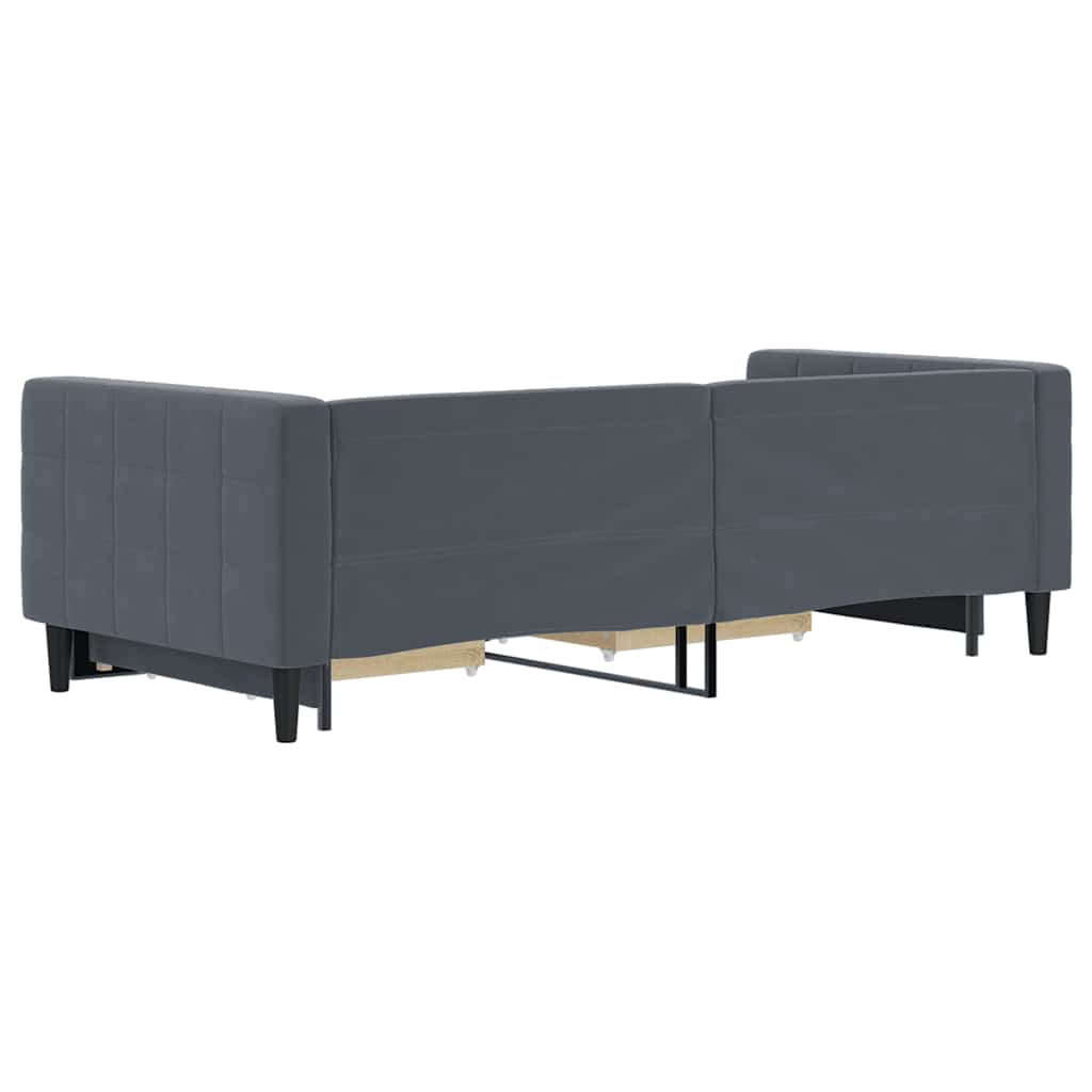 vidaXL Pat de zi cu extensie și sertare gri închis 90x200 cm catifea