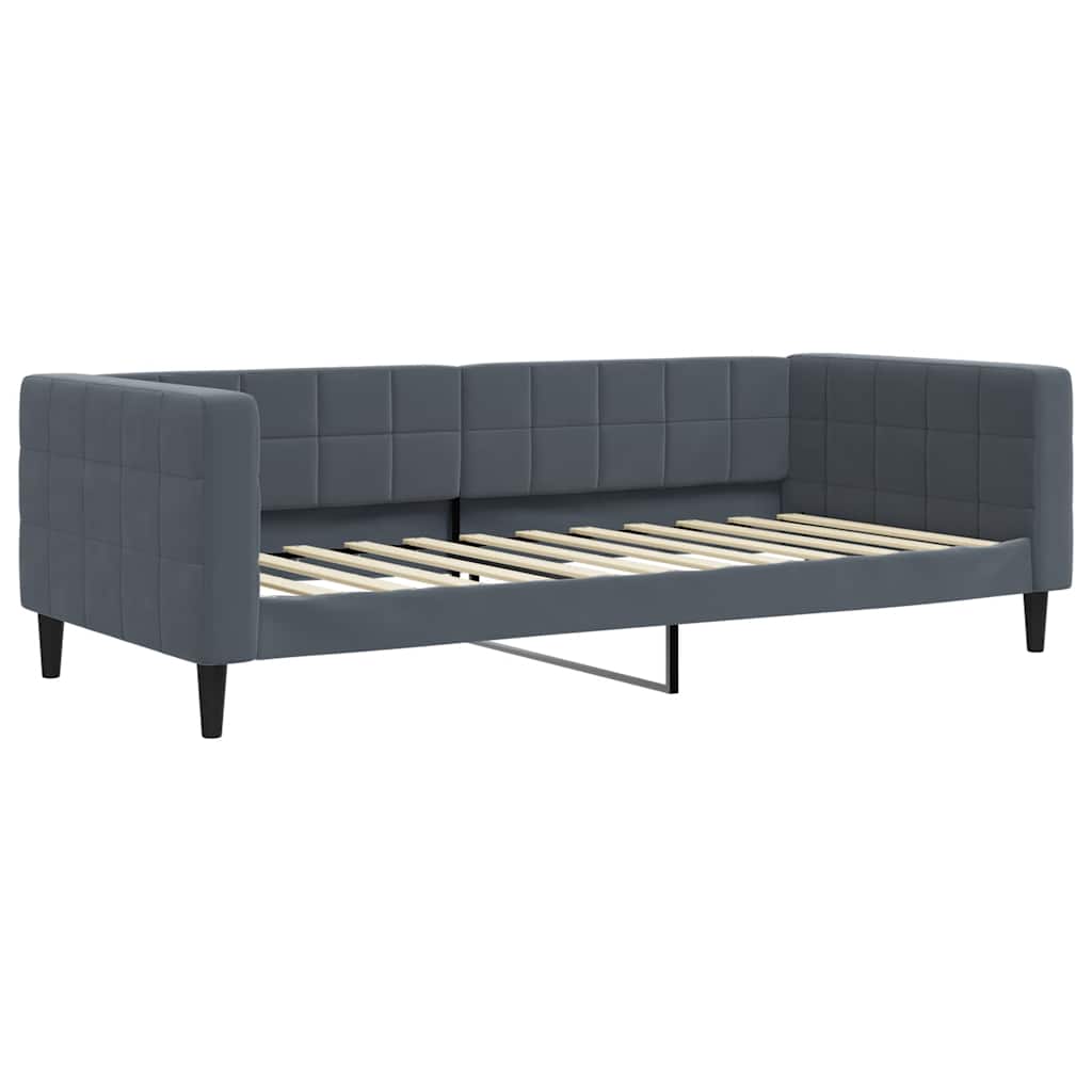 vidaXL Pat de zi cu extensie și sertare gri închis 90x200 cm catifea