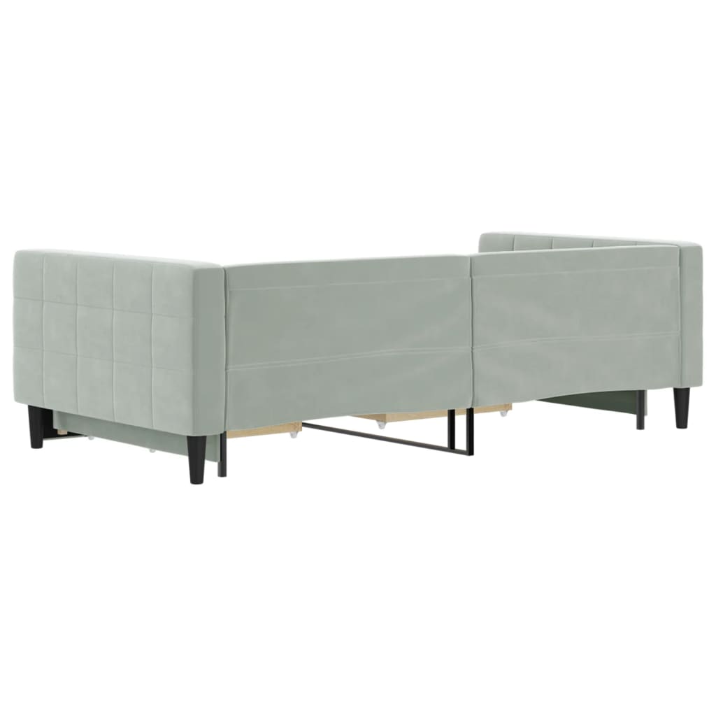 vidaXL Pat de zi cu extensie și sertare gri deschis 100x200 cm catifea