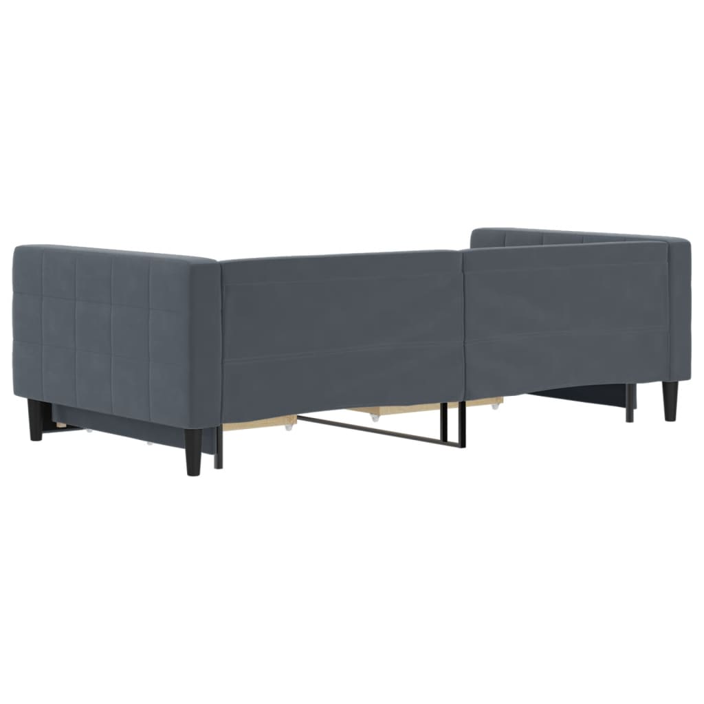 vidaXL Pat de zi cu extensie și sertare gri închis 100x200cm catifea