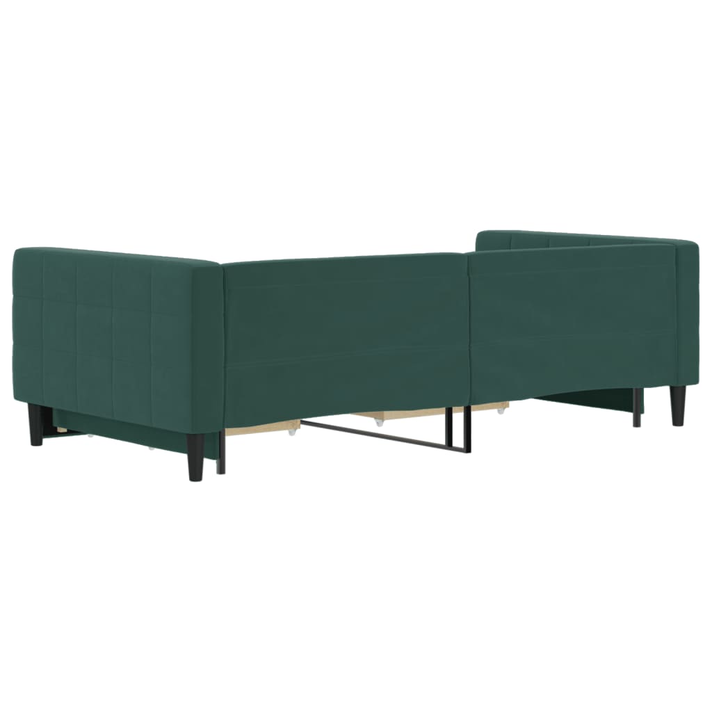 vidaXL Pat de zi cu extensie și sertare verde închis 100x200cm catifea