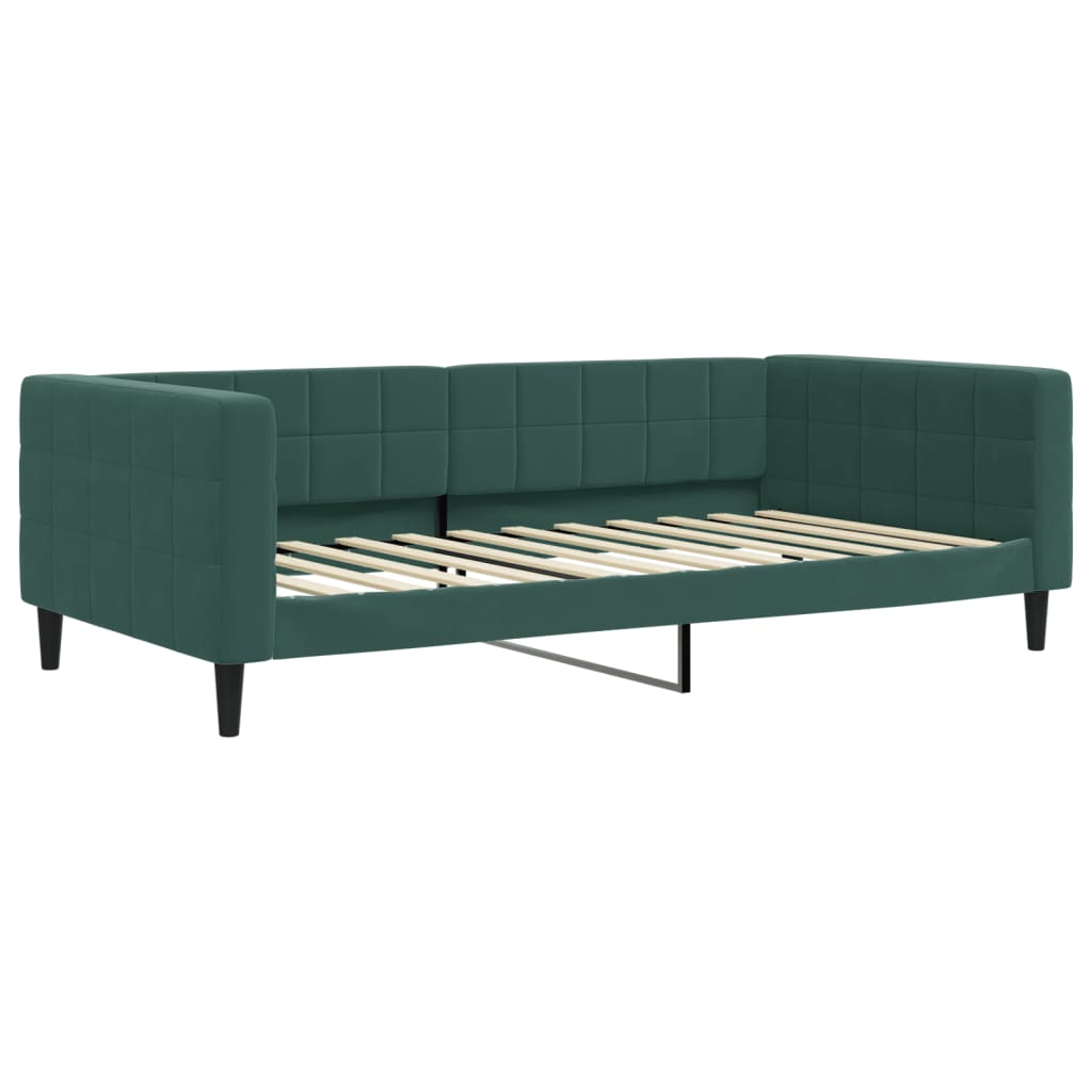 vidaXL Pat de zi cu extensie și sertare verde închis 100x200cm catifea