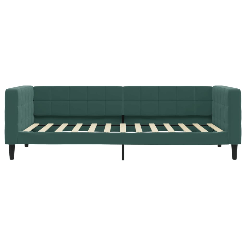 vidaXL Pat de zi cu extensie și sertare verde închis 100x200cm catifea