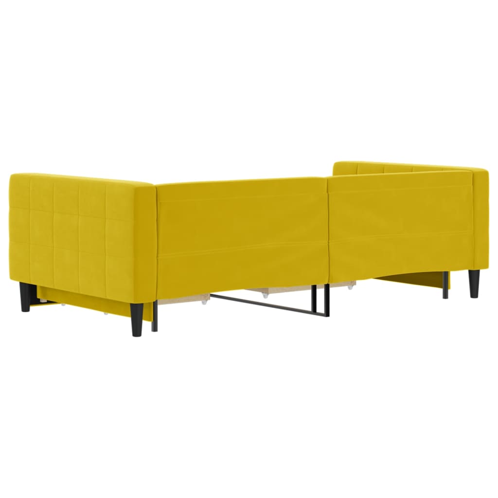 vidaXL Pat de zi cu extensie și sertare, galben, 100x200 cm, catifea vidaXL Pat de zi cu extensie și sertare, galben, 100x200 cm, catifea