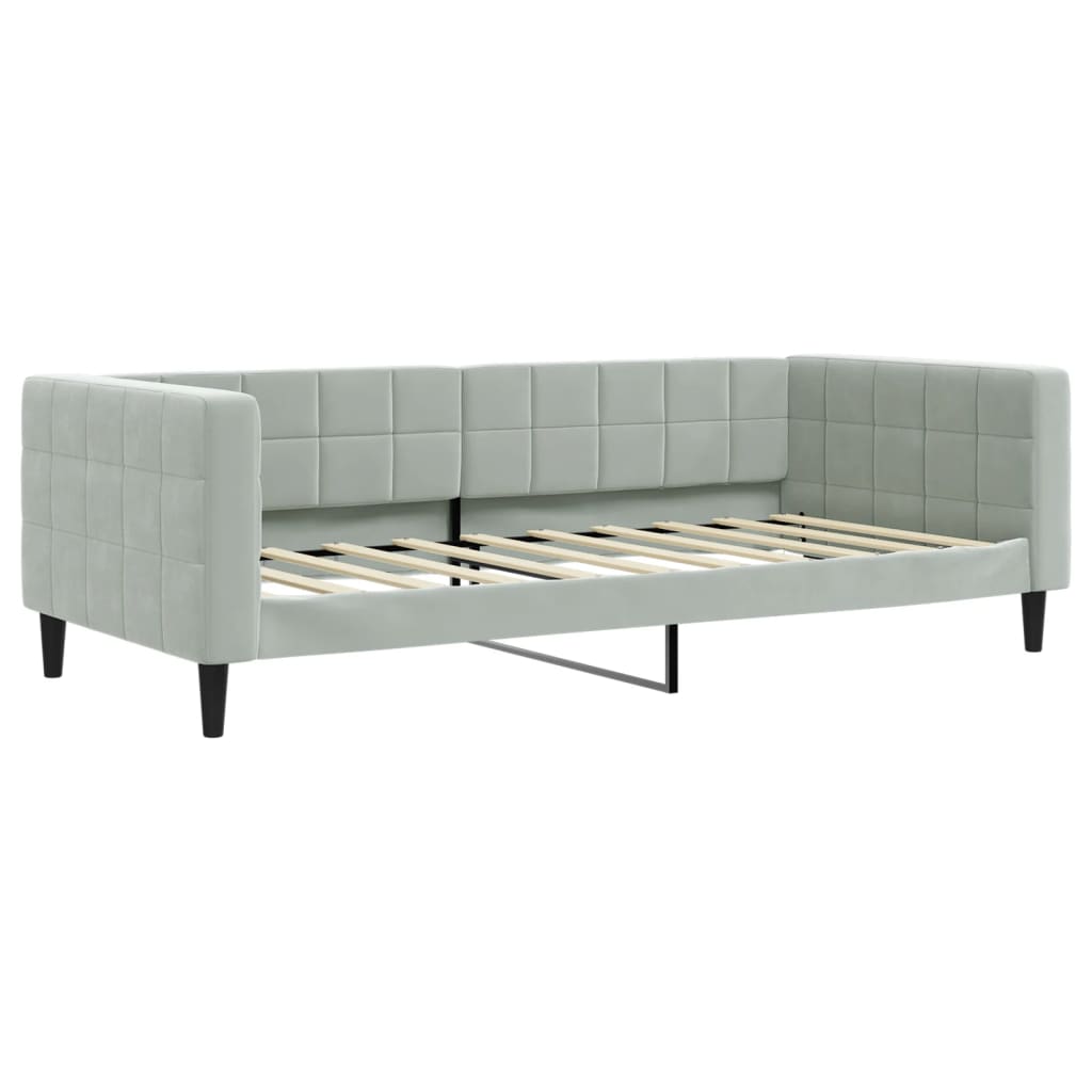 vidaXL Pat de zi cu extensie și sertare, gri deschis 90x190 cm catifea