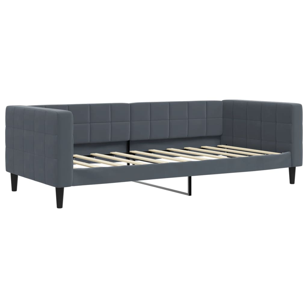 vidaXL Pat de zi cu extensie și sertare, gri închis, 90x190cm catifea