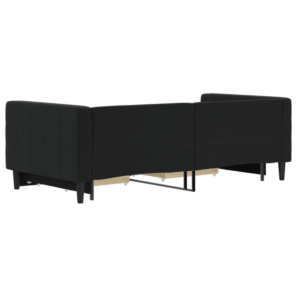 vidaXL Pat de zi cu extensie și sertare, negru, 90x190 cm, catifea vidaXL Pat de zi cu extensie și sertare, negru, 90x190 cm, catifea