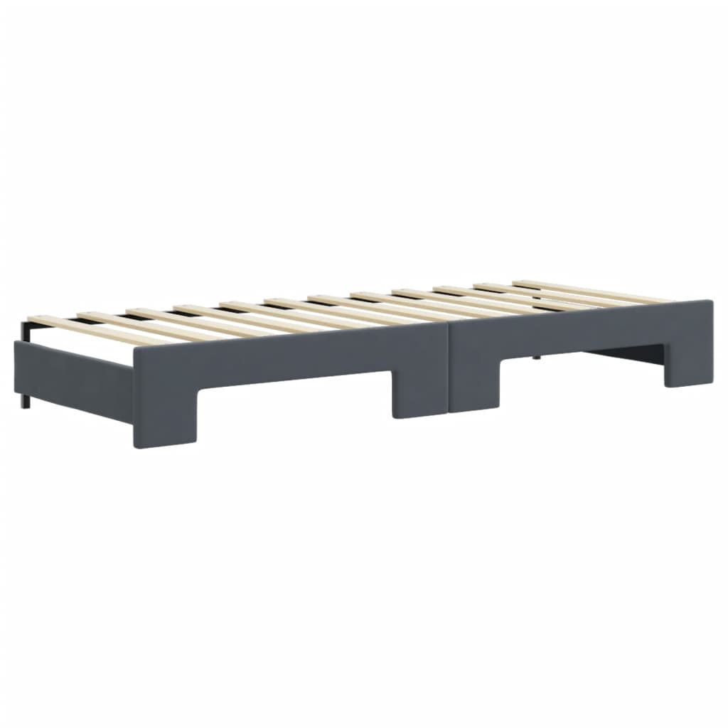 vidaXL Pat de zi cu extensie și sertare gri închis 80x200 cm catifea