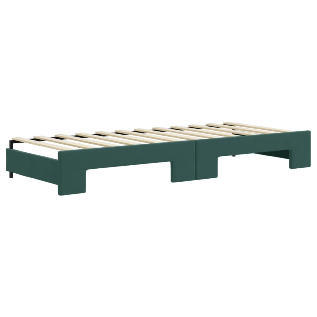 vidaXL Pat de zi cu extensie și sertare verde închis 80x200 cm catifea