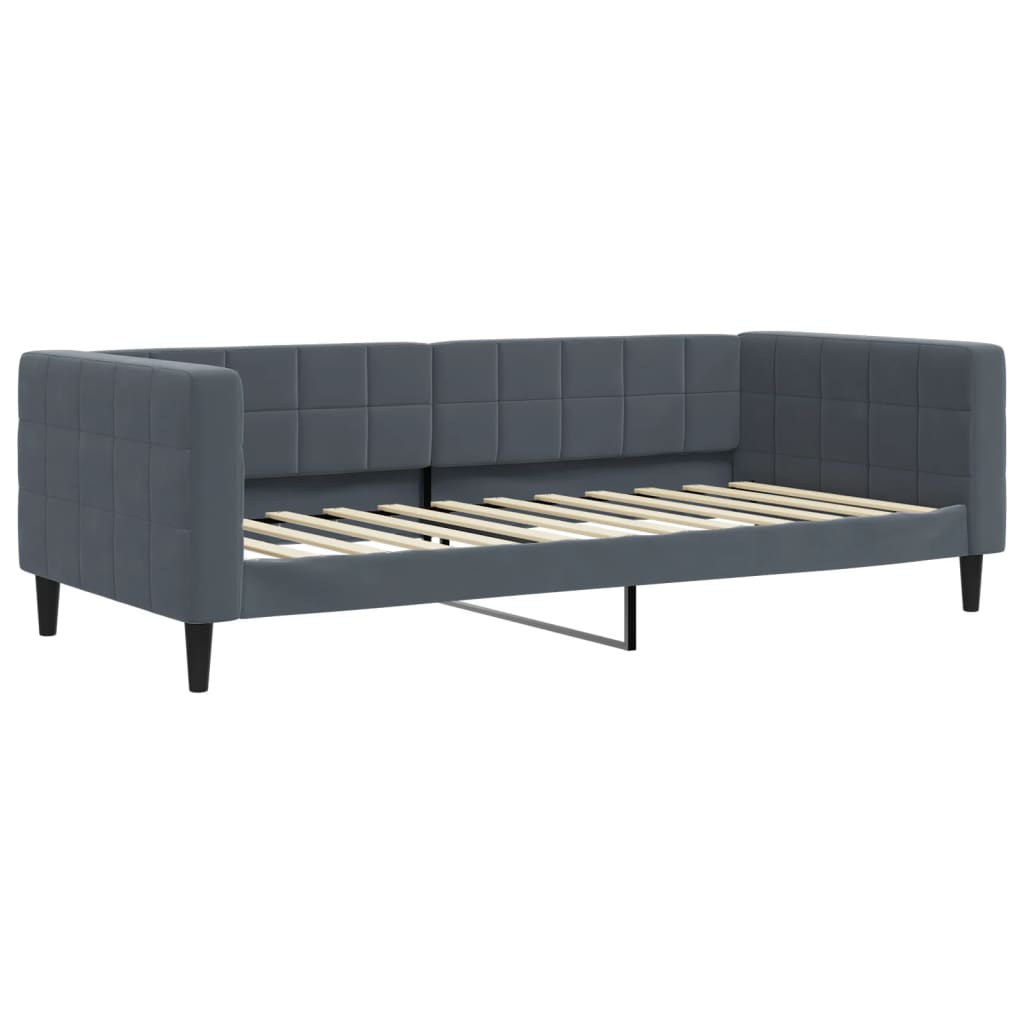 vidaXL Pat de zi cu extensie și sertare gri închis 90x200 cm catifea vidaXL Pat de zi cu extensie și sertare gri închis 90x200 cm catifea