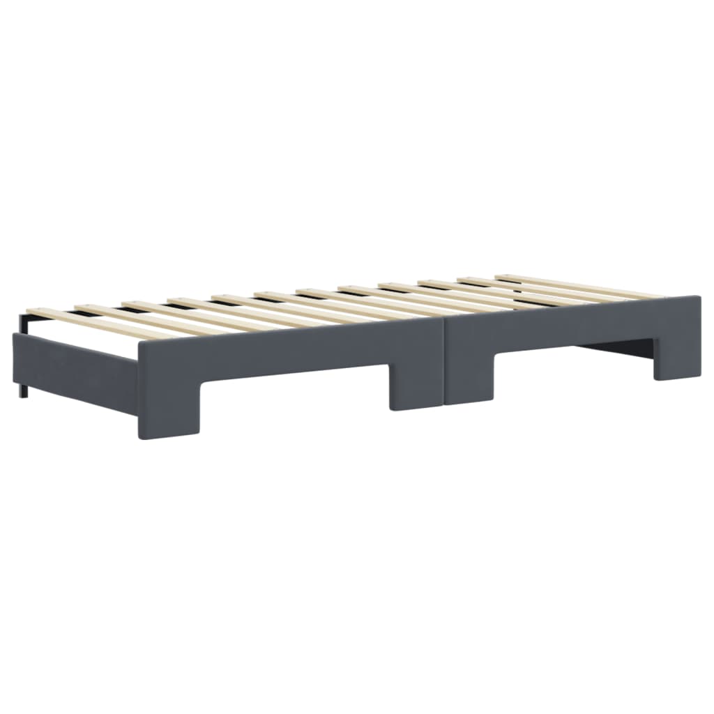 vidaXL Pat de zi cu extensie și sertare gri închis 90x200 cm catifea vidaXL Pat de zi cu extensie și sertare gri închis 90x200 cm catifea
