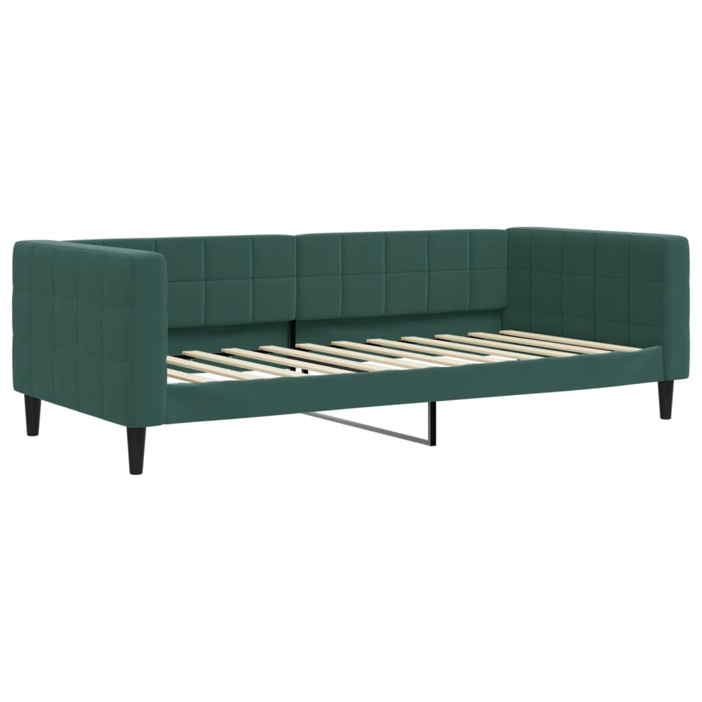 vidaXL Pat de zi cu extensie și sertare verde închis 90x200 cm catifea