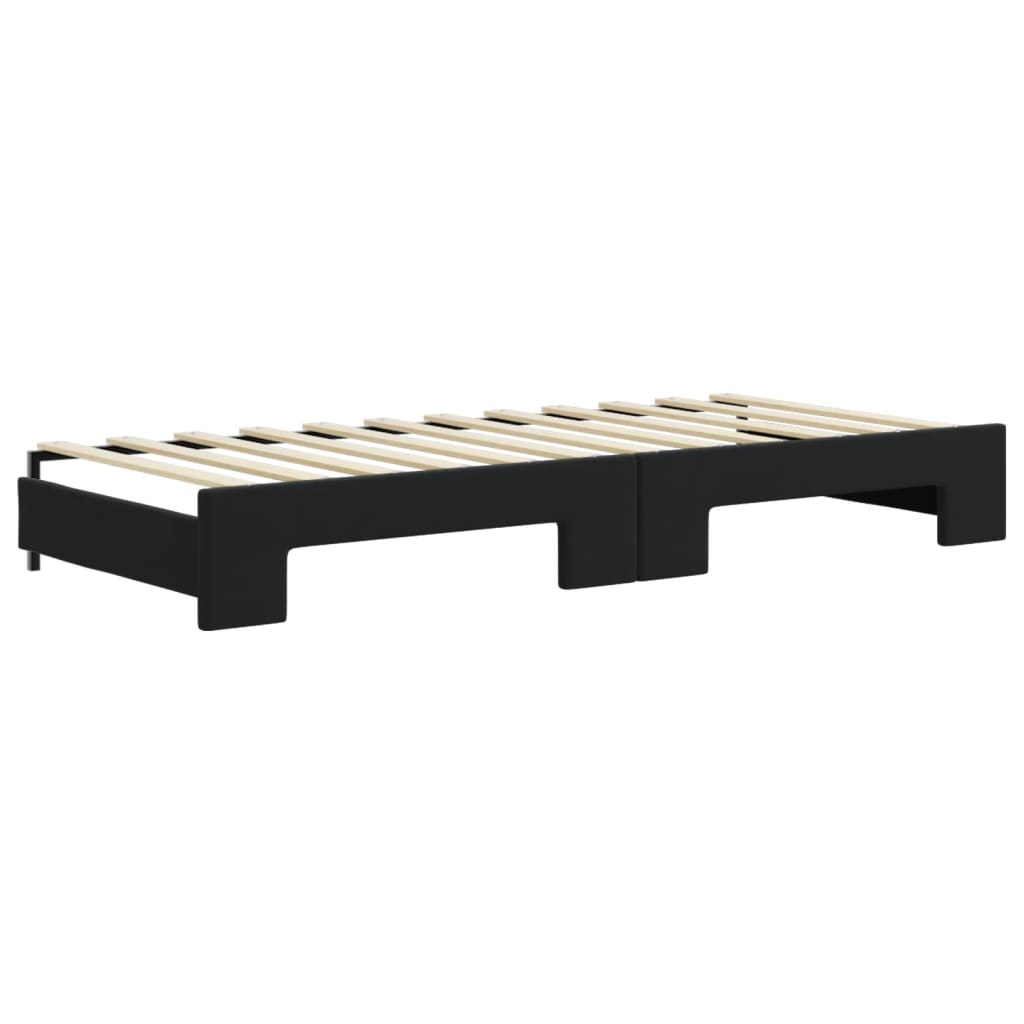 vidaXL Pat de zi cu extensie și sertare, negru, 90x200 cm, catifea vidaXL Pat de zi cu extensie și sertare, negru, 90x200 cm, catifea