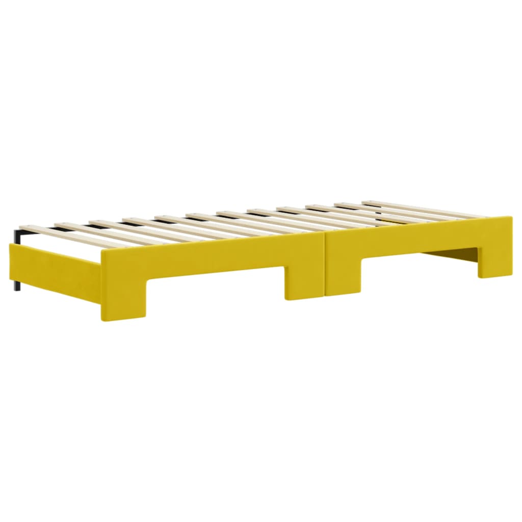 vidaXL Pat de zi cu extensie și sertare, galben, 90x200 cm, catifea vidaXL Pat de zi cu extensie și sertare, galben, 90x200 cm, catifea