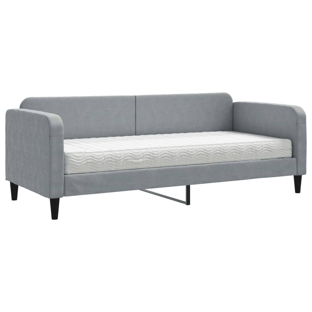 vidaXL Pat de zi cu saltea, gri deschis, 80x200 cm, textil
