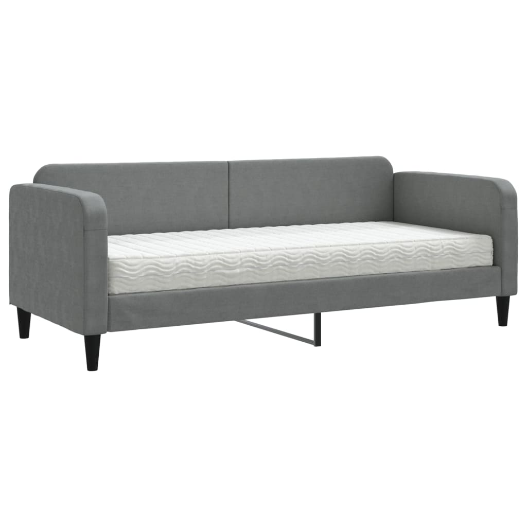 vidaXL Pat de zi cu saltea, gri închis, 80x200 cm, textil