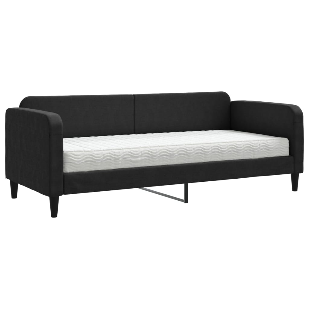 vidaXL Pat de zi cu saltea, negru, 80x200 cm, textil