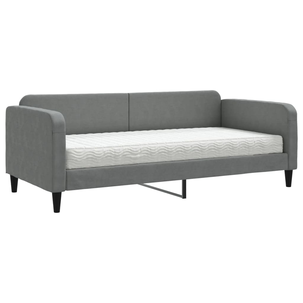 vidaXL Pat de zi cu saltea, gri închis, 90x200 cm, textil